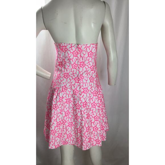 Lilly Pulitzer Women's Pink White Floral Strapless Dress sz 12 - Picture 6 of 6